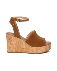 SANDALI CON ZEPPA NEROGIARDINI DONNA VELOUR TABACCO PU.MUSA E307663D/326