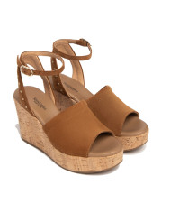 SANDALI CON ZEPPA NEROGIARDINI DONNA VELOUR TABACCO PU.MUSA E307663D/326