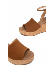 SANDALI CON ZEPPA NEROGIARDINI DONNA VELOUR TABACCO PU.MUSA E307663D/326