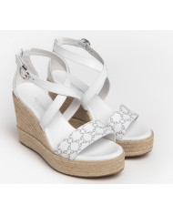 SANDALI CON ZEPPA NEROGIARDINI T.GIOVE BIANCO LOIRA BIANCO PU.LINDEE307643D/707