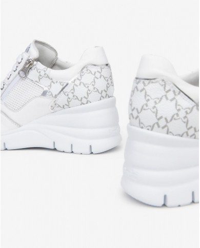 SNEAKERS NEROGIARDINI DONNA PELLE TESSUTO BIANCO E409880D/707