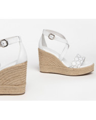 SANDALI CON ZEPPA NEROGIARDINI T.GIOVE BIANCO LOIRA BIANCO PU.LINDEE307643D/707