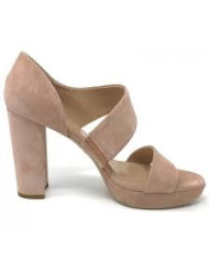 SANDALO CON TACCO NEROGIARDINI DONNA CAPRA SCAMOSCIATO PHARD ROSA P908485DE/660