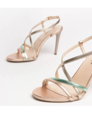 SANDALO CON TACCO NEROGIARDINI T.ZEUS LAME COL.PLA E218404DE/614