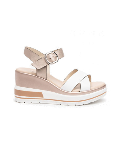 SANDALO CON ZEPPA NEROGIARDINI DONNA BIANCO E218737D/707