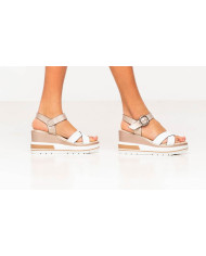 SANDALO CON ZEPPA NEROGIARDINI DONNA BIANCO E218737D/707