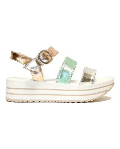 SANDALO CON ZEPPA NEROGIARDINI DONNA  T. BRILL ARGENTO E012593D/700