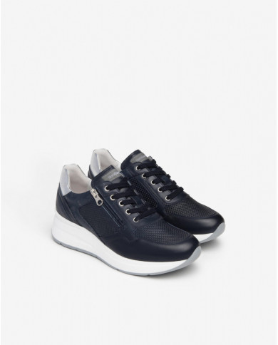 SNEAKERS NEROGIARDINI DONNA PELLE BLU ZIP E409840D/200