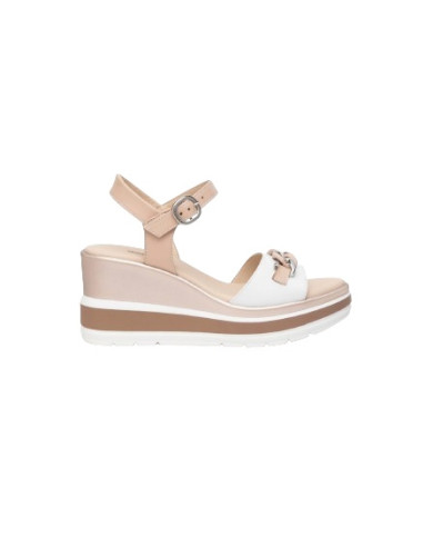 SANDALO CON ZEPPA NEROGIARDINI DONNA LOIRA BIANCO ARMENIA CIPRIA POLI.USSITA E410530D/707