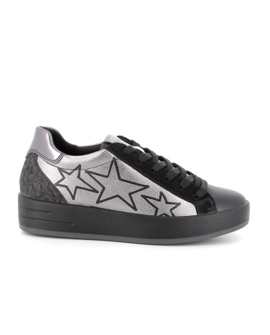 SNEAKERS IGI&CO DONNA IN PELLE NERO/ACCIAIO 6668600