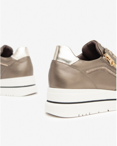 SNEAKERS NEROGIARDINI DONNA BAGOYA BROWN AROLD VELO TALPA T.BRILL PLATINO TR CORVAR BROWN I411556D/322