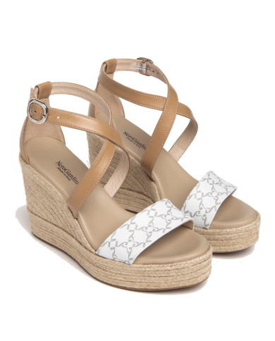 SANDALI NEROGIARDINI DONNA T.GIOVE BIANCO NAPPA PANDORA CORDA  PU.LINDE E307642D/707