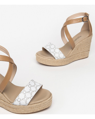 SANDALI NEROGIARDINI DONNA T.GIOVE BIANCO NAPPA PANDORA CORDA  PU.LINDE E307642D/707