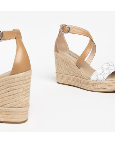 SANDALI NEROGIARDINI DONNA T.GIOVE BIANCO NAPPA PANDORA CORDA  PU.LINDE E307642D/707