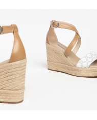 SANDALI NEROGIARDINI DONNA T.GIOVE BIANCO NAPPA PANDORA CORDA  PU.LINDE E307642D/707