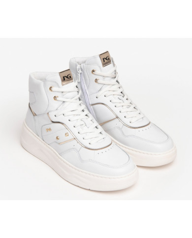 SNEAKERS NEROGIARDINI DONNA VELVET BIANCO T.BRILL PLATINO E306560D/707