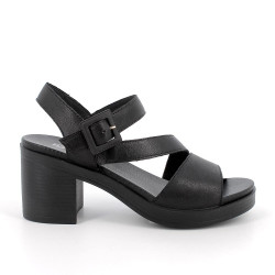 SANDALO CON TACCO IGI&CO DONNA CAPRA TAMPONATA NERO TACCO 6,8CM 7674200
