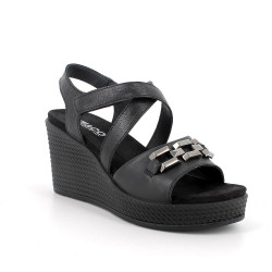 SANDALO CON ZEPPA IGI&CO DONNA NAPPA SOFT NERO 5673800