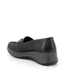 MOCASSINI CON ZEPPA IGI&CO DONNA IN PELLE NERO LAMINATO 6653044