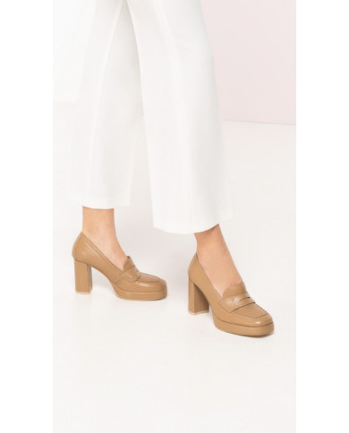 MOCASSINI NEROGIARDINI DONNA CON TACCO NAPPA PANDORA CORDA  E306271D/423