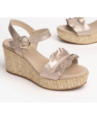 SANDALO CON ZEPPA NEROGIARDINI DONNA OXIGEN ROSA ANTICO E218721D/671