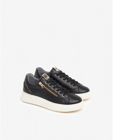 SNEAKERS NEROGIARDINI DONNA GUANTO NERO T.GLITTER BRILL PLATINO I411600D/100