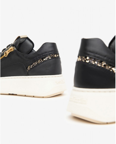 SNEAKERS NEROGIARDINI DONNA GUANTO NERO T.GLITTER BRILL PLATINO I411600D/100