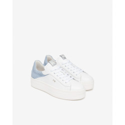 SNEAKERS NEROGIARDINI DONNA CILE BIANCO VELOUR FIORDALISO ETOILE ARGENTO PU.MONOD.CAPRAI E615300D/707