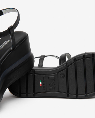 SANDALO CON ZEPPA NEROGIARDINI DONNA TAMIGI NERO PU.ALICANTE E615953D/100
