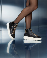 SNEAKERS ALTA NEROGIARDINI DONNA IN CAMOCIO E PELLE E SINTETICO NERO I411633D/100