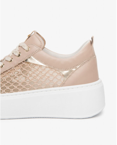 SNEAKERS NEROGIARDINI DONNA NAPPA PANDORA FEMME  T.PALLADIUM NET ROSA T.BRILL PLATINO E615292D/677