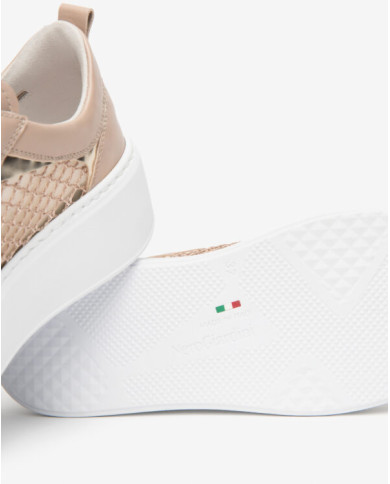 SNEAKERS NEROGIARDINI DONNA NAPPA PANDORA FEMME  T.PALLADIUM NET ROSA T.BRILL PLATINO E615292D/677