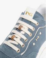 SNEAKERS NEROGIARDINI DONNA VELOUR AVIO VELVET OSSO T.BRILL PLATINO  TR CORVARA E615200D/203