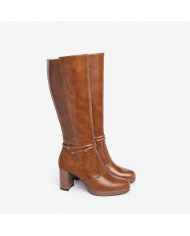 STIVALI CON TACCO NEROGIARDINI DONNA IN PELLE COLORE CUOIO TACCO 7,5CM I308880D/400