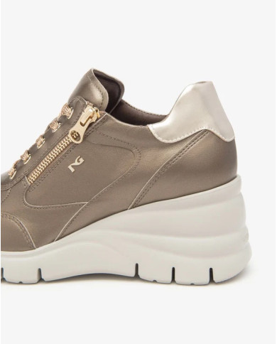 SNEAKERS CON ZEPPA NEROGIARDINI DONNA  BAGOYA BROWN T.BRILL PLATINO 6074 EVA AGOSTA I514121D/322