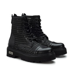 STIVALETTO CULT DONNA SLASH 4218 MID W LEATHER BLACK WEAVING CLW421800