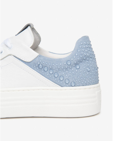 SNEAKERS NEROGIARDINI DONNA CILE BIANCO VELOUR FIORDALISO ETOILE ARGENTO PU.MONOD.CAPRAI E615300D/707