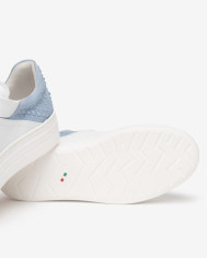 SNEAKERS NEROGIARDINI DONNA CILE BIANCO VELOUR FIORDALISO ETOILE ARGENTO PU.MONOD.CAPRAI E615300D/707