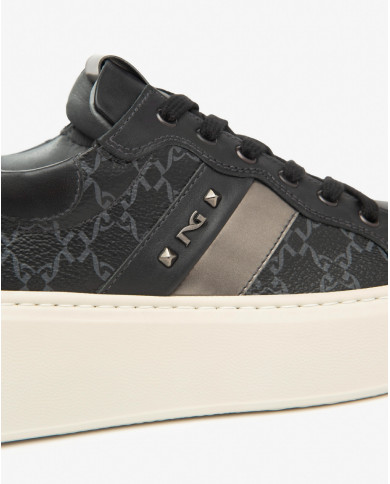 SNEAKERS  NEROGIARDINI DONNA GUANTO NERO T.GIOVE NERO/GRIGIO  T.BRILL ANTRACITE PU.GUATEM I514210D/100