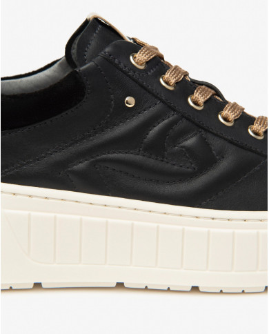 SNEAKERS  NEROGIARDINI DONNA GUANTO NERO T.BRILL PLATINO AROLD VELO NERO TR SPECCHIA I514200D/100