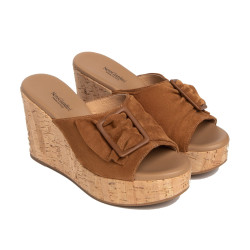 CIABATTE NEROGIARDINI DONNA VELOUR TABACCO PU.MUSAE307660D/326