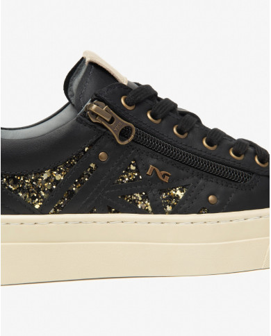 SNEAKERS  NEROGIARDINI DONNA GUANTO NERO T.GLITTER GR.TOP SAB ETOILE MIELE TR GENOVA LIGH I514190D/100