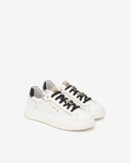 SNEAKERS  NEROGIARDINI DONNA CILE BIANCO GUANTO NERO T.BRILL PLATINO  TR GONZAGA I514171D/707