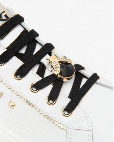 SNEAKERS  NEROGIARDINI DONNA CILE BIANCO GUANTO NERO T.BRILL PLATINO  TR GONZAGA I514171D/707