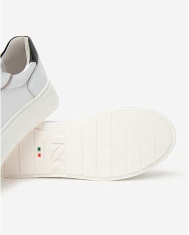 SNEAKERS  NEROGIARDINI DONNA CILE BIANCO GUANTO NERO T.BRILL PLATINO  TR GONZAGA I514171D/707