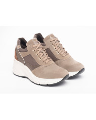 SNEAKERS CON TACCO NEROGIARDINI DONNA IN CAMOSCIO E PELLE TESSUTO 6CM TALPA I308312D/501