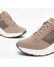 SNEAKERS CON TACCO NEROGIARDINI DONNA IN CAMOSCIO E PELLE TESSUTO 6CM TALPA I308312D/501