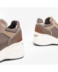 SNEAKERS CON TACCO NEROGIARDINI DONNA IN CAMOSCIO E PELLE TESSUTO 6CM TALPA I308312D/501