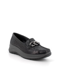 MOCASSINI CON ZEPPA IGI&CO DONNA IN PELLE NERO LAMINATO 6653044