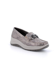 MOCASSINI CON ZEPPA IGI&CO DONNA IN PELLE TAUPE LAMINATO 6653066
